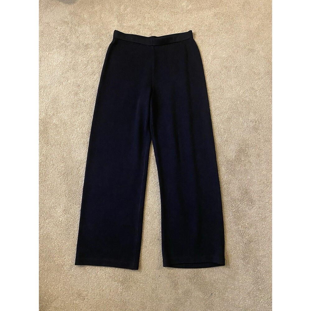 Vintage St. John Collection Santana Knit Wide Leg Pants Black Size 12